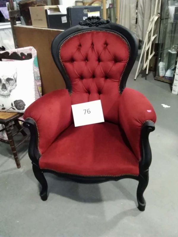 lot 076 upholsetered Bedroom Chair painted black - Image 2