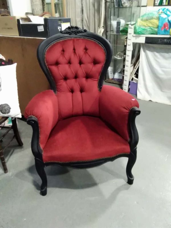 lot 076 upholsetered Bedroom Chair painted black