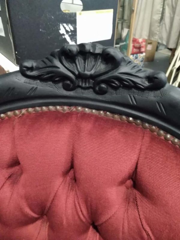 lot 076 upholsetered Bedroom Chair painted black - Image 7