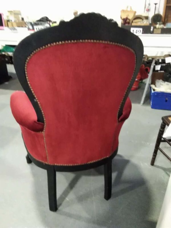 lot 076 upholsetered Bedroom Chair painted black - Image 5