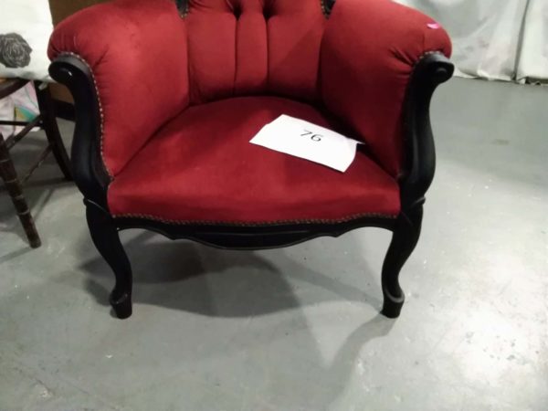 lot 076 upholsetered Bedroom Chair painted black - Image 4