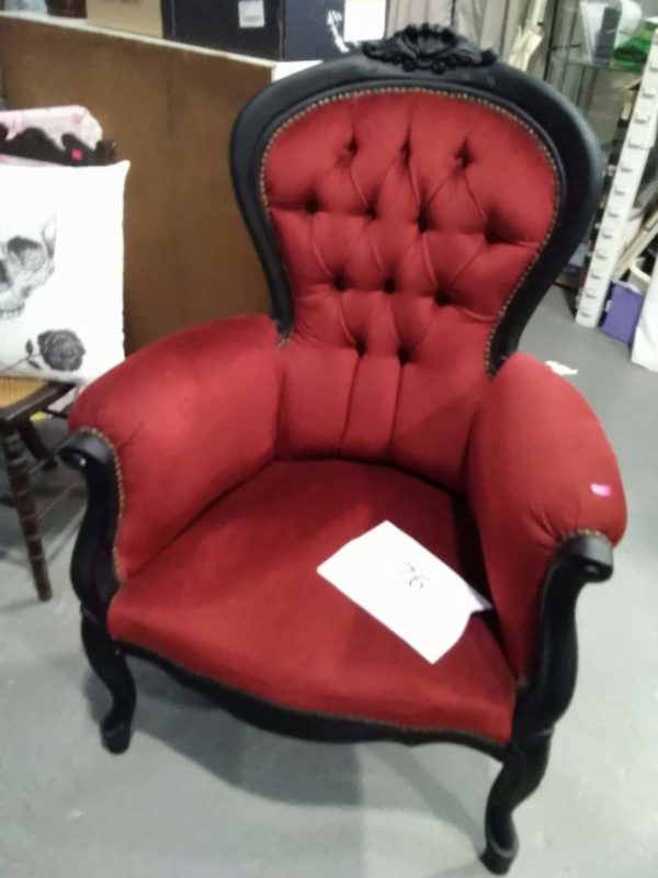 lot 076 upholsetered Bedroom Chair painted black - Image 3