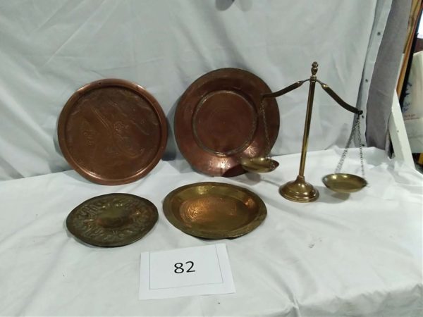 lot 082 copper & brass plates & scales