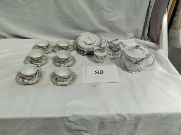 lot 088 lithophane Geisha girl japanese tea set 21 pieces