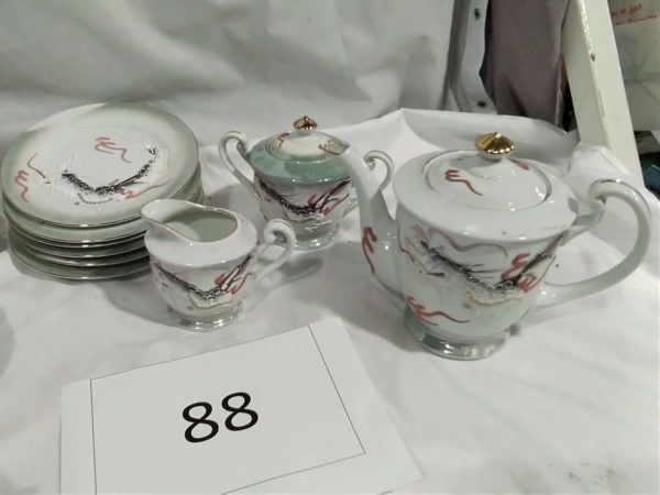 lot 088 lithophane Geisha girl japanese tea set 21 pieces - Image 2