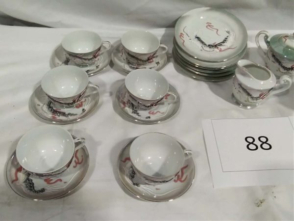 lot 088 lithophane Geisha girl japanese tea set 21 pieces - Image 4