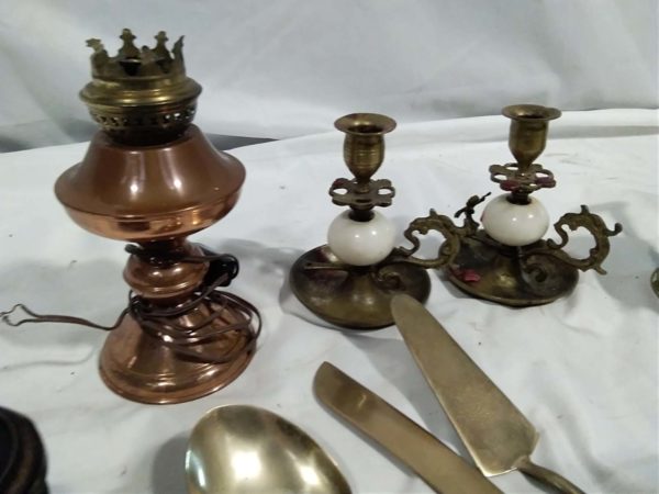 lot 094 metal ware inc blow torch, candles sticks etc - Image 5