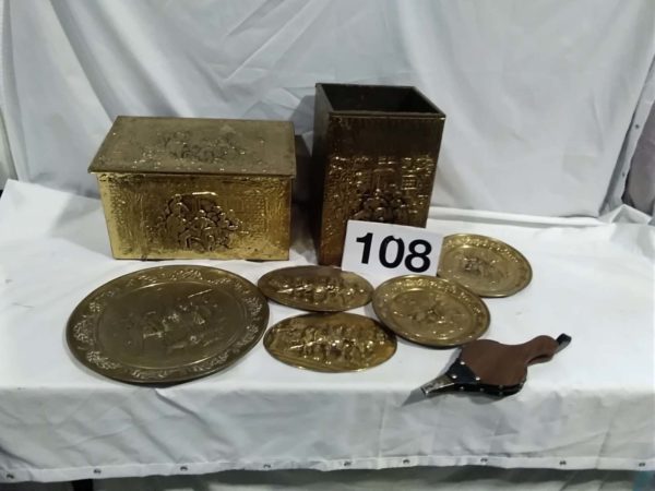 lot 108 english brass fireplace bundle Lombard & Peerage brass