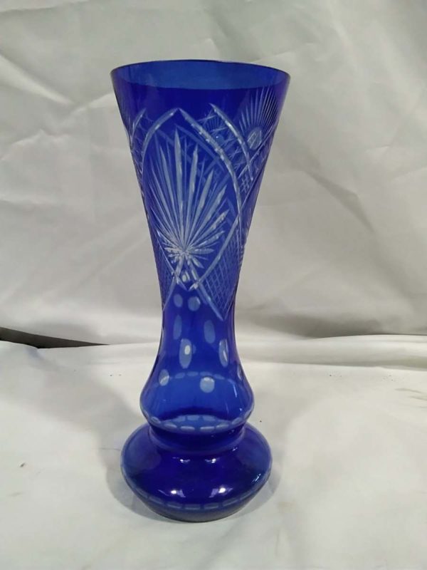 lot 133 tall Bohemian Crystal cut glass vase - Image 2