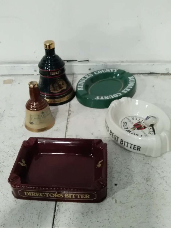 lot 149 empty Bells whiskey & advertising ashtrays