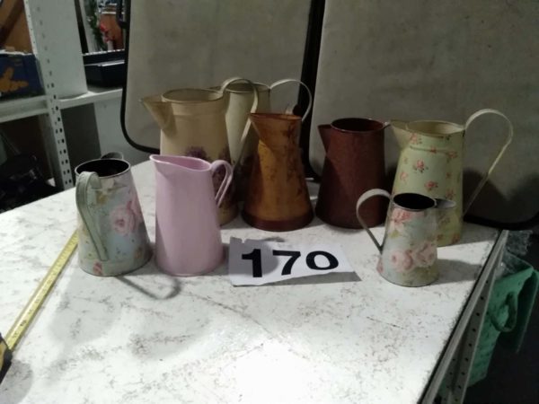 lot 170 selection of metal jugs