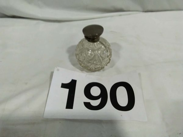 lot 190 antique cut glass sterling silver topped grenade perfume bottle