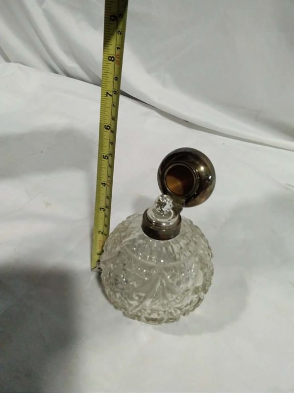 lot 190 antique cut glass sterling silver topped grenade perfume bottle - Image 4