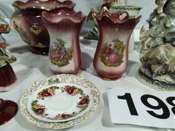 lot 198 Victorian flat back ornament,  KH Pottery Staffordshire plant pot & vase set - Image 7