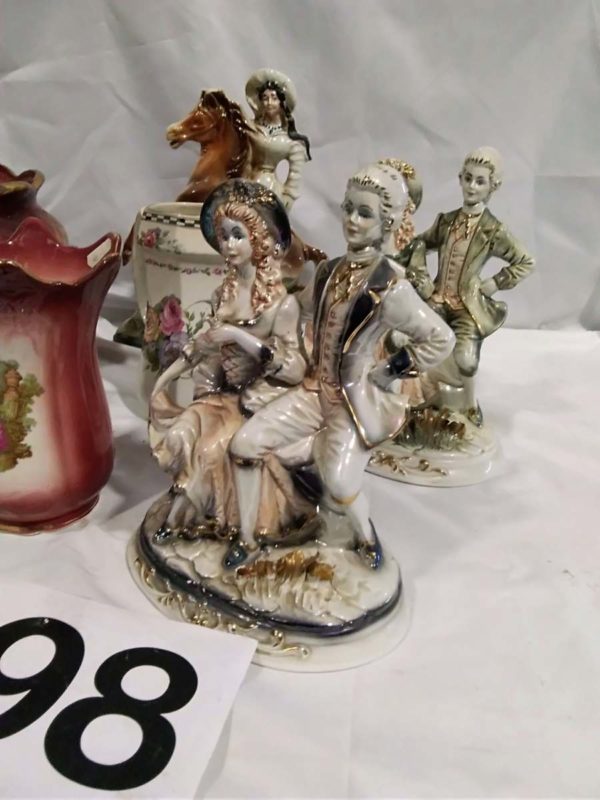 lot 198 Victorian flat back ornament,  KH Pottery Staffordshire plant pot & vase set - Image 6