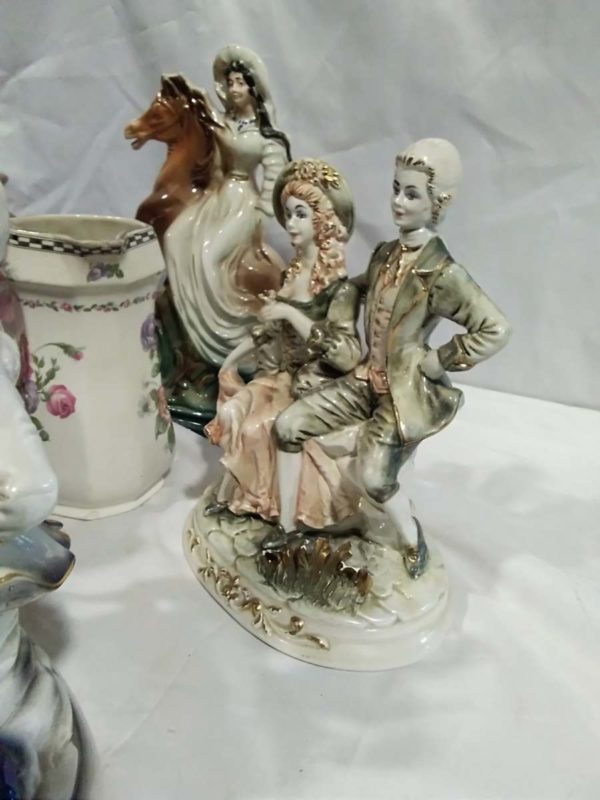 lot 198 Victorian flat back ornament,  KH Pottery Staffordshire plant pot & vase set - Image 5