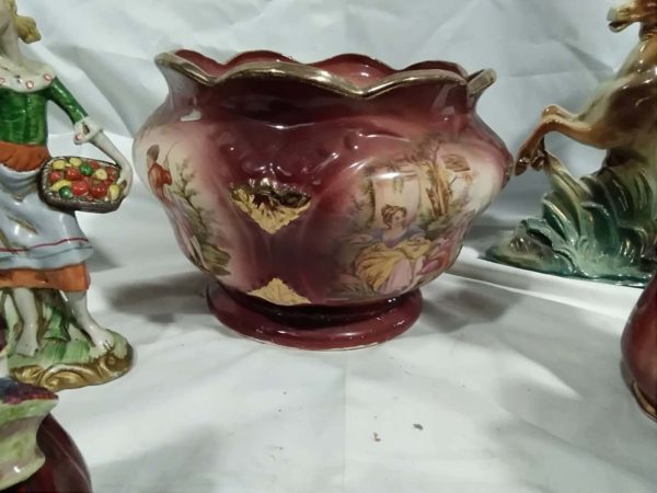 lot 198 Victorian flat back ornament,  KH Pottery Staffordshire plant pot & vase set - Image 3