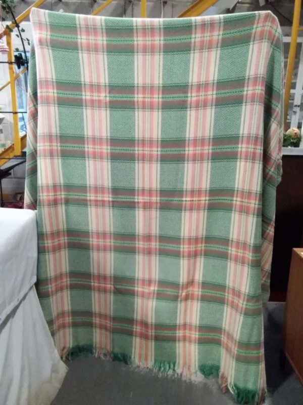 lot 209 vintage checked pink & green Welsh blanket