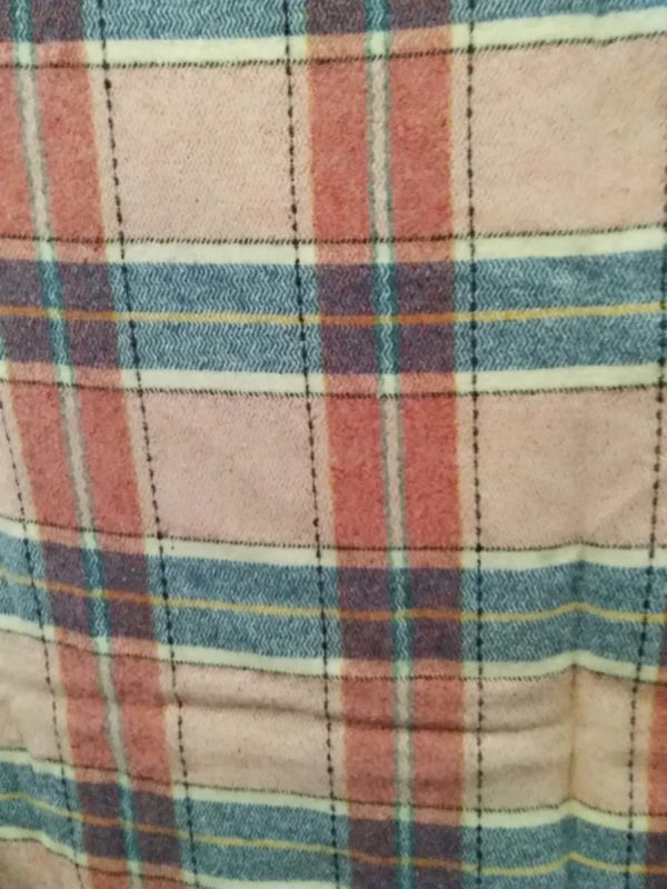 lot 210 vintage checked pink & blue check Welsh blanket by Gwili Mills (some marks & small holes) - Image 2