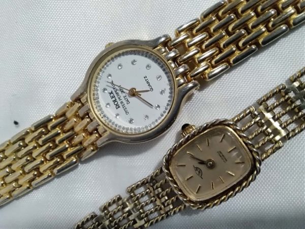 lot 223 ladies watches x2 ( one marked 18k plate Rolex) & 2x bracelets - Image 7