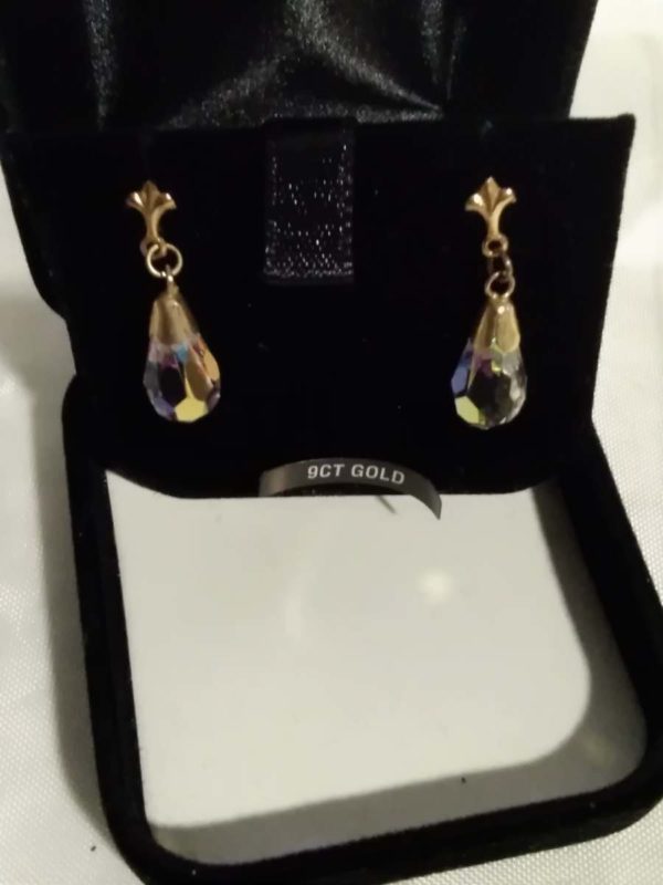 lot 235 9ct gold & crystal earrings - Image 3