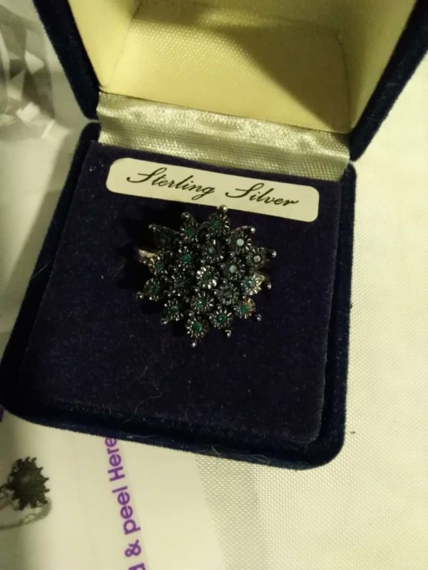 lot 238 1/8ct blue diamonds sterling silver ring with COA