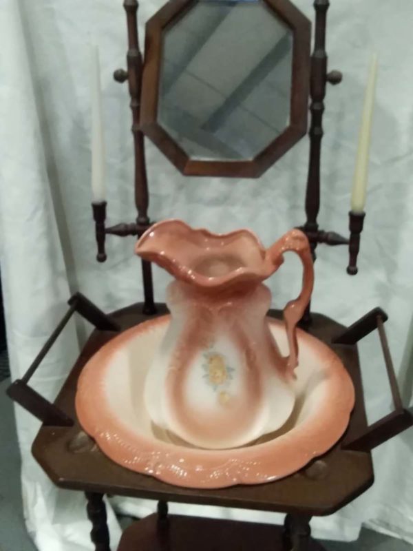 lot 239  wash  stand with jug/ bowl & candle holders - Image 3