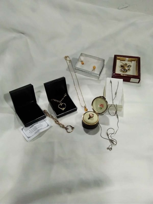 lot 257 sterling silver cameo ring, 835 silver necklace gold plated bracelets etc