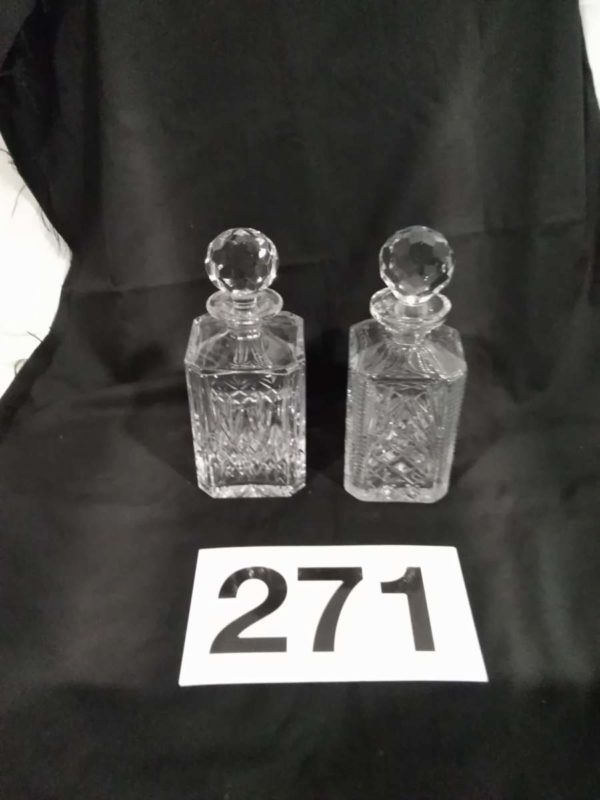 lot 271 2 crystal glass decanters ( square design) - Image 2