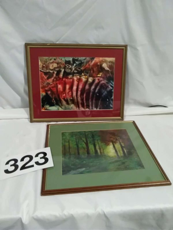 lot 323 watercolour Trees & Arcyliic Mussel shells