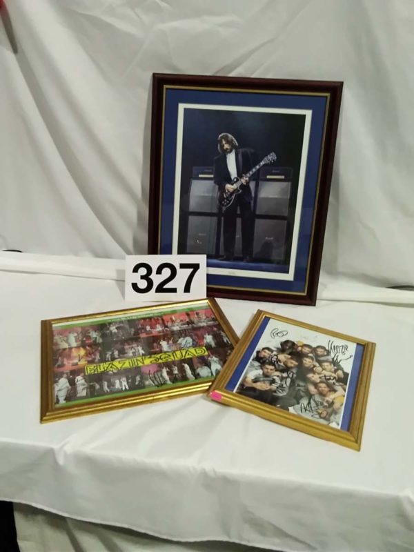 lot 327 3 pop pictures framed inc Eric Clapton