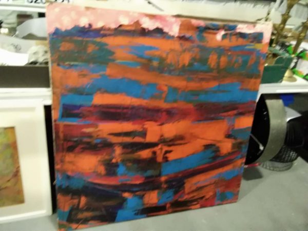 lot 328 large abstract oil on canvas & One othe unglazed - Image 5