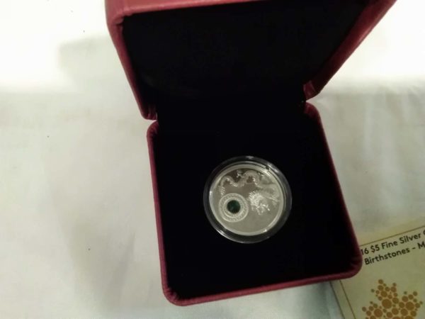 lot 367 Canadian mint $5 fine silver birthstone coin – May