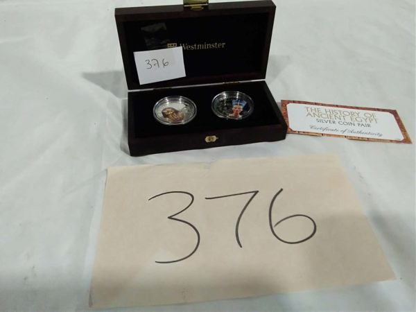 lot 376 The History of Egypt sterling silver pair of coins & COA - Image 2