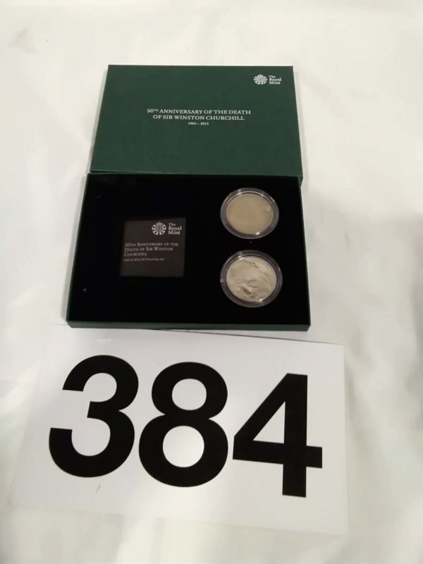 lot 384 Royal Mint 50th Anniversary of the Death of Churchill coin set - Image 2