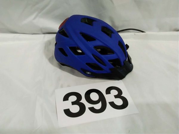 lot 393 blue bike helmet with light at the back ( unused)