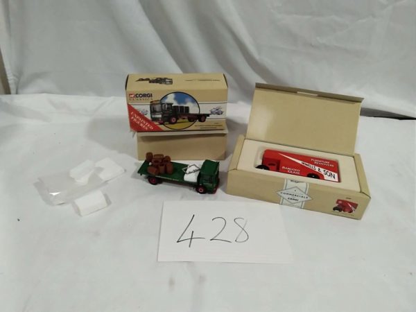 lot 428 Corgi Bedford removals & flatbed with barrels - Image 2