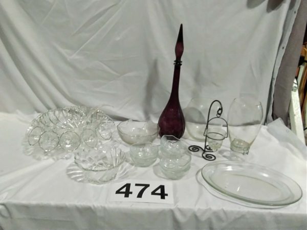 lot 474 glass wear inc Punch bowl, vases  etc - Image 7