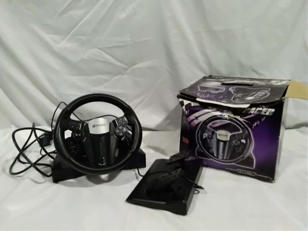 lot 478  light speed racer steering wheel & pedals