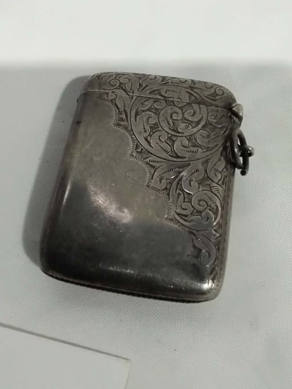 lot 516 large antique sterling silver vesta case / match safe - Image 4