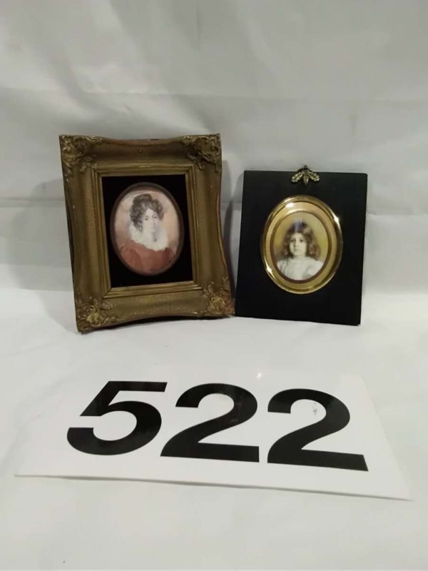 lot 522 2x hand painted miniature pictures - Image 2