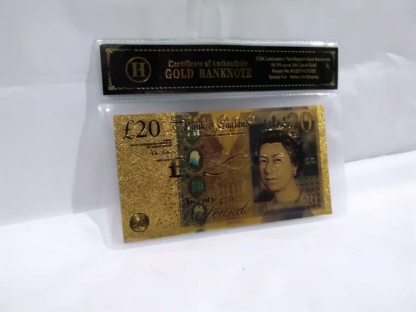 lot 535 99.9% pure 24K  carat gold laboratory test report – gold banknote