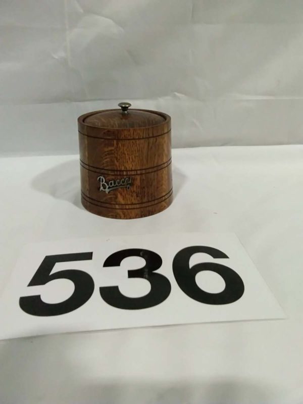 lot 536 Oak tobacco jar with liner - Image 2