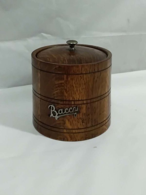 lot 536 Oak tobacco jar with liner