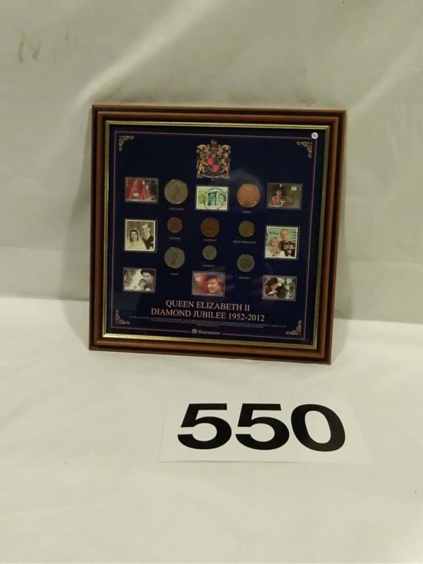 lot 550 Queen Elizabeth II Diamond Jubilee 1952 – 2012 framed stamps & coins - Image 2