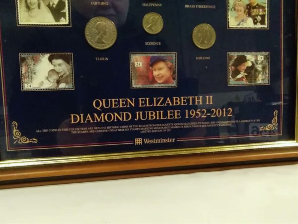 lot 550 Queen Elizabeth II Diamond Jubilee 1952 – 2012 framed stamps & coins - Image 4