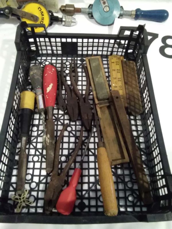 lot 578 vintage tools inc wooden tapes ect - Image 2