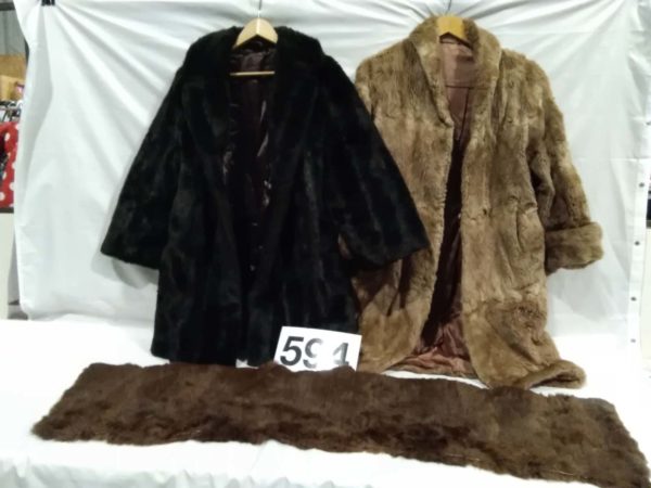 lot 594 vintage coats & stole inc one real fur