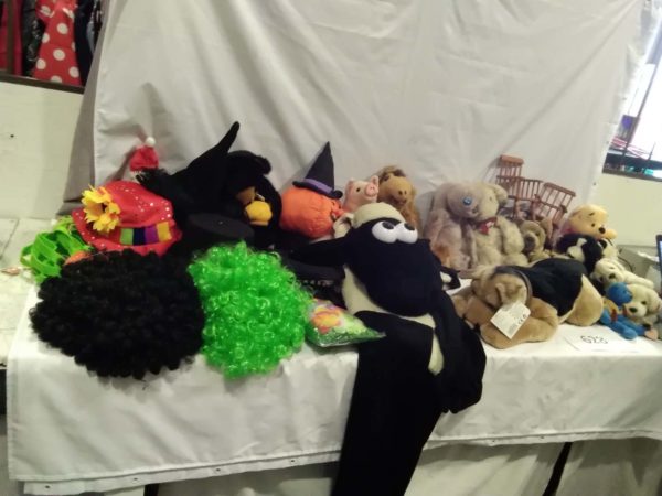 lot 628 Quantity of Cuddly Toys Winnie the Pooh Et ect Wooden chairs and Fancy dress items