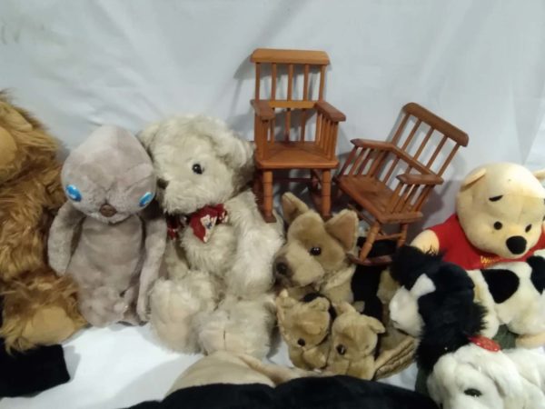 lot 628 Quantity of Cuddly Toys Winnie the Pooh Et ect Wooden chairs and Fancy dress items - Image 4